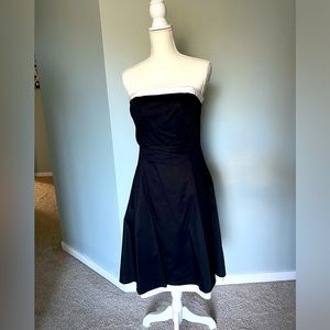 WHBM black cocktail dress with off white trim, Sz 10